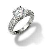 Pave Ring set with solitair Round Brilliant Diamond